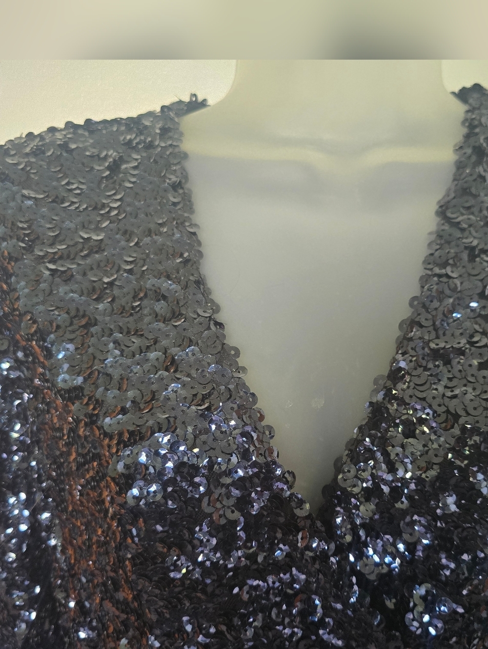 Venus Sequin Long Sleeve Mini Dress Womens size small Black Dark Blue Bodycon - Picture 13 of 13